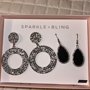 NIB- Sparkle & Bling Faux 2pr of Lab Created Stone Earrings